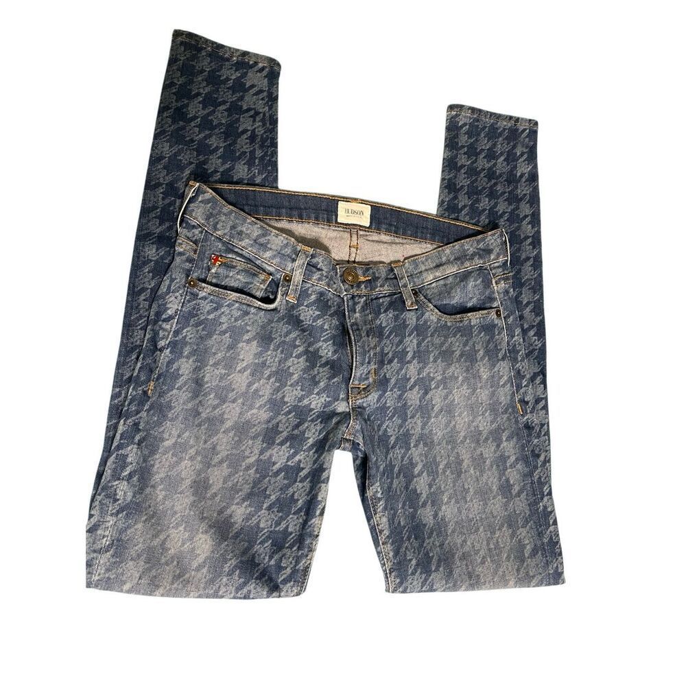 Hudson Krista Super Skinny Blue Houndstooth Women’s Jeans